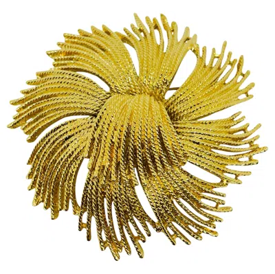 Pre-owned Monet Signed Vintage Gold Tone Huge Flower Designer Brooch In Multi