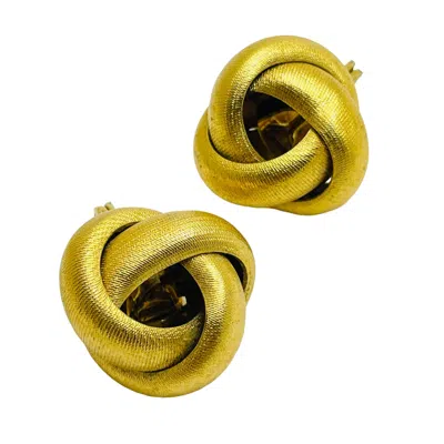 Pre-owned Monet Signed Vintage Gold Tone Knot Designer Clip On Earrings In Multi