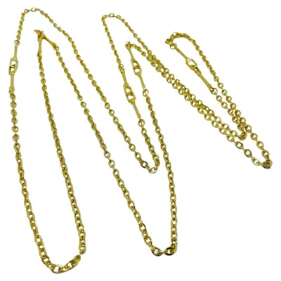 Pre-owned Monet Signed Vintage Gold Tone Long Chain Designer Necklace In Multi