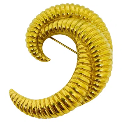 Pre-owned Monet Signed Vintage Gold Tone Swirl Designer Brooch In Multi