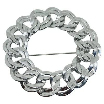 Pre-owned Monet Signed Vintage Silver Tone Chain Circle Designer Brooch In Multi