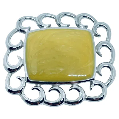 Pre-owned Monet Signed Vintage Silver Tone Enamel Modernist Designer Brooch In Multi