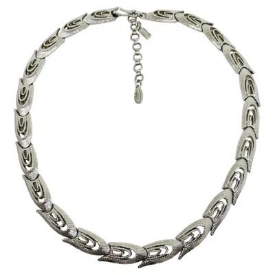 Pre-owned Monet Signed Vintage Silver Tone Link Designer Necklace In Multi