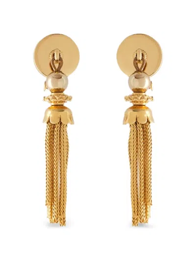 Pre-owned Monet Tassel Clip-on Earrings In Gold