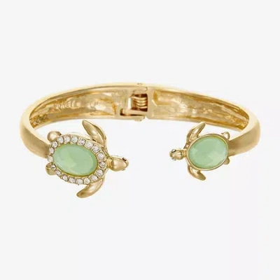 Monet Turtle Womens Green Glass Bangle Bracelet In Multi