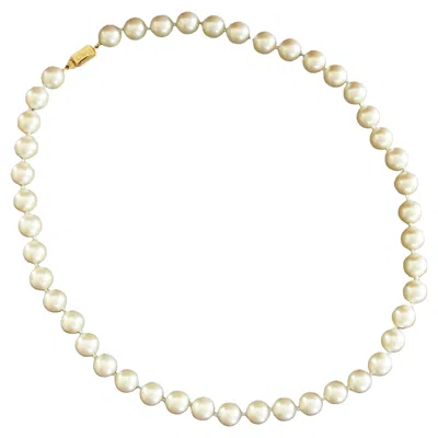 Pre-owned Monet - Vintage 12 Mm. Faux Pearl Necklace - Hand Knotted - U.s. - Circa 1980's In Multi