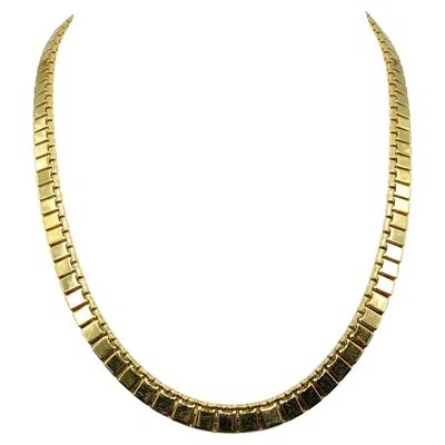 Pre-owned Monet Vintage 1970s  Flat Square Link 22k Gold Plated Chain Necklace (16.5 Inch) In Multi