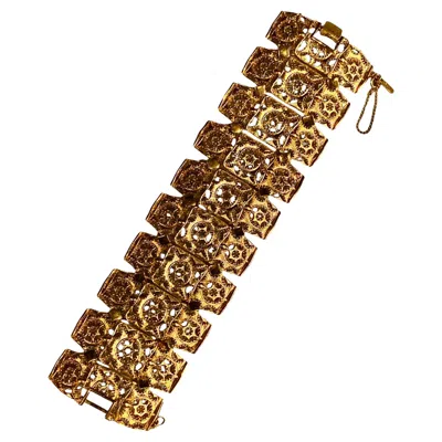 Pre-owned Monet Vintage Gold 1967 "taboret" Wide Link Statement Bracelet In Multi