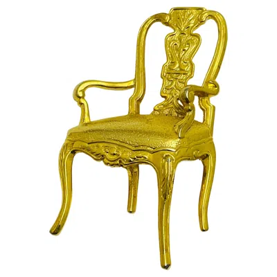 Pre-owned Monet Vintage Matte Gold Tone Chair Designer Brooch In Multi