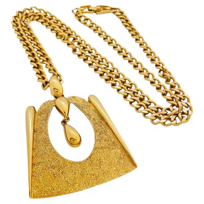 Pre-owned Monet Vintage  Gold Chain Pendant Designer Runway Necklace In Multi