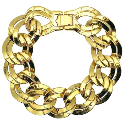 Pre-owned Monet Vintage  Gold Chunky Curb Bracelet 1980s