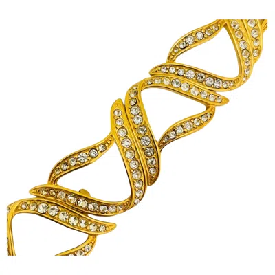Pre-owned Monet Vintage  Gold Rhinestone Link Designer Runway Bracelet In Multi