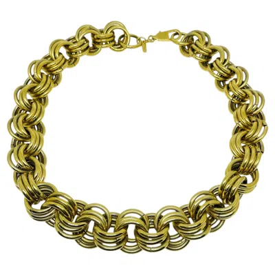 Pre-owned Monet Vintage  Gold Tone Massive Designer Chain Necklace In Multi