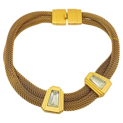 Pre-owned Monet Vintage  Mesh Gold Glass Designer Runway Couture Necklace In Multi