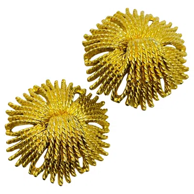 Pre-owned Monet Vintage  Signed Gold Designer Clip On Earrings In Multi