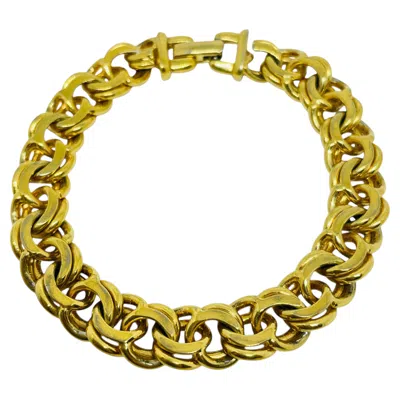 Pre-owned Monet Vintage  Signed Gold Tone Designer Chain Bracelet In Multi