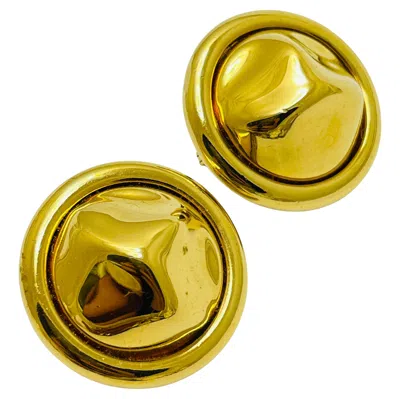 Pre-owned Monet Vintage  Signed Gold Tone Designer Clip On Earrings In Multi
