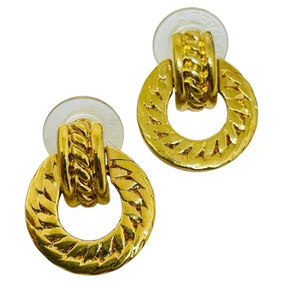Pre-owned Monet Vintage  Signed Gold Tone Door Knocker Designer Earrings In Multi