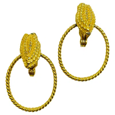 Pre-owned Monet Vintage  Signed Gold Tone Door Knocker Designer Earrings In Multi