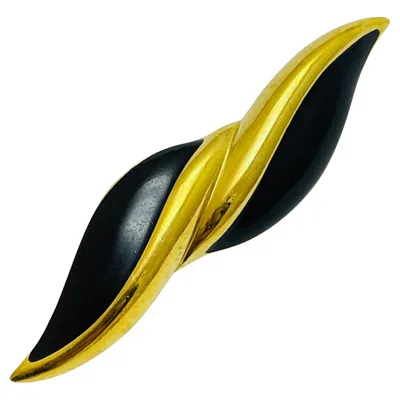 Pre-owned Monet Vintage  Signed Gold Tone Enamel Designer Brooch In Multi