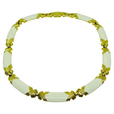 Pre-owned Monet Vintage  Signed Gold Tone Enamel Designer Choker Necklace In Multi