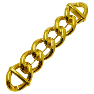 Pre-owned Monet Vintage  Signed Gold Tone Massive Chain Designer Brooch In Multi