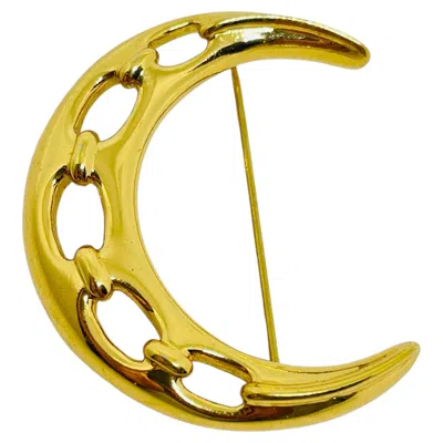 Pre-owned Monet Vintage  Signed Gold Tone Moon Designer Brooch In Multi