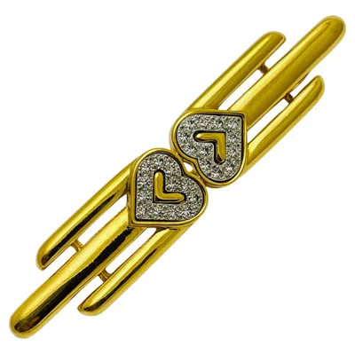 Pre-owned Monet Vintage  Signed Gold Tone Rhinestones Designer Brooch In Multi