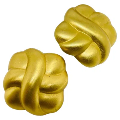Pre-owned Monet Vintage  Signed Matte Gold Tone Designer Pierced Earrings In Multi
