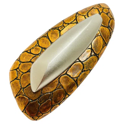 Pre-owned Monet Vintage  Signed Mixed Metal Copper Silver Tone Modernist Massive Brooch In Multi