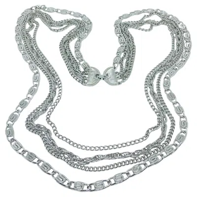 Pre-owned Monet Vintage  Signed Silver Tone Multi Chain Designer Necklace