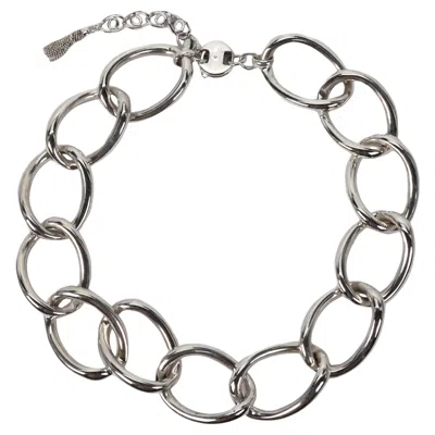 Pre-owned Monet Vintage  Sterling Silver Large Oval Link Chain Necklace In Multi