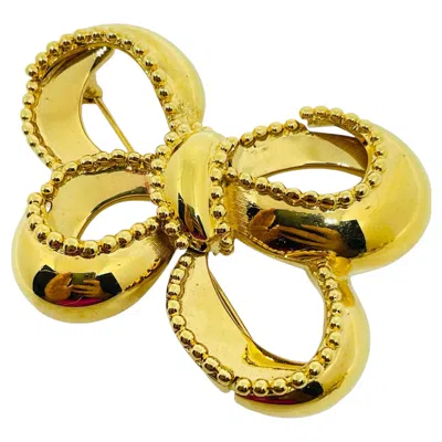 Pre-owned Monet Vintage Signed Gold Tone Bow Designer Brooch In Multi