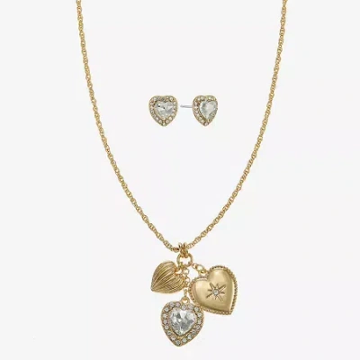 Monet Womens Glass Heart 2-pc. Jewelry Set In Gold