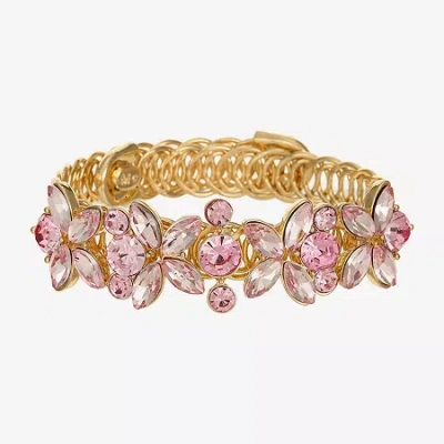 Monet Womens Pink Glass Cuff Bracelet In Gold