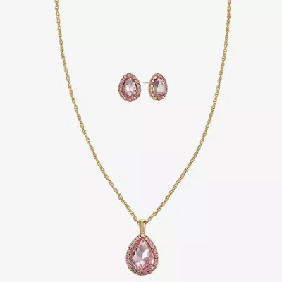 Monet Womens Pink Glass Pear 2-pc. Jewelry Set