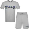 MONEY CLOTHING MONEY FLAME SIGNATURE SHORTS TRACKSUIT GREY