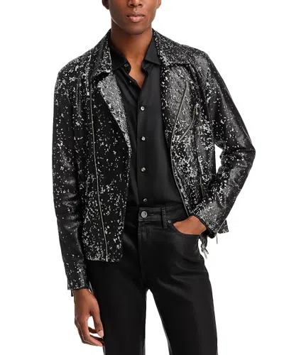 Monfrere Blake Regular Fit Sequined Moto Jacket In Pailette Noir