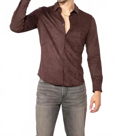Monfrere Cooper Butter Classic Shirt In Suede Espresso In Brown