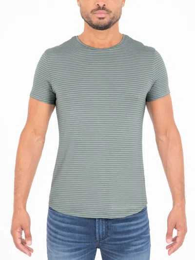 Monfrere Dann Premium Luxe T-shirt In Sage Stripe In Multi