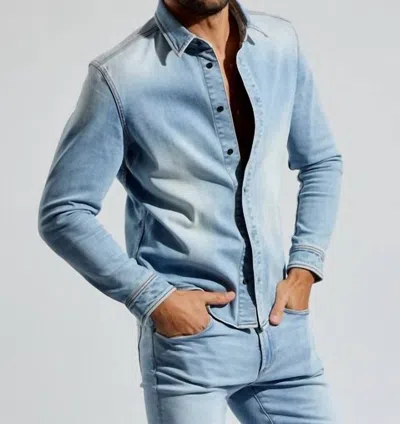 Monfrere Flynn Denim Long Sleeve Shirt Jacket In San Vicente In Multi