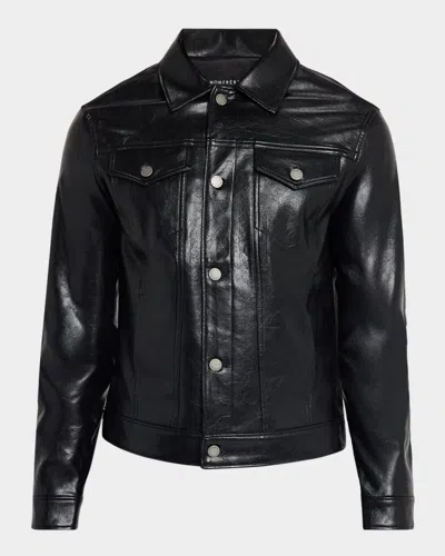Monfrere Men & Apos;s Dean Patent Noir Trucker Jacket In Black