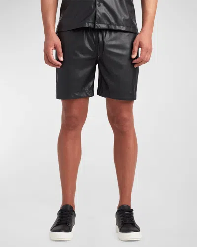Monfrere Men's Bond Faux Leather Shorts In Leather Noir