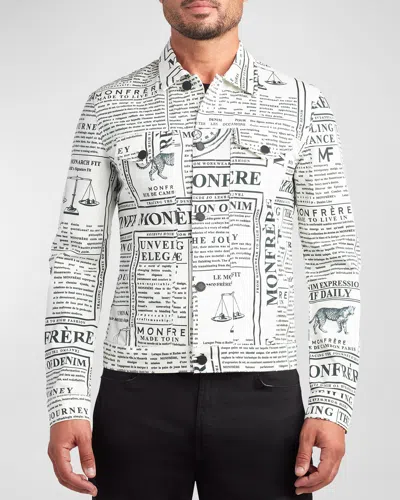 Monfrere Monfrère Dean Daily Newspaper Print Trucker Jacket In Mf Daily