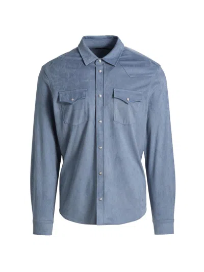 Monfrere Men's Eastwood Faux Suede Shirt In Blue
