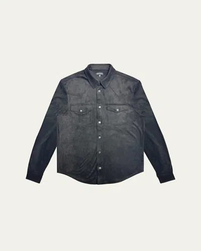 Monfrere Men's Eastwood Faux-suede Western Shirt In Noir Suede