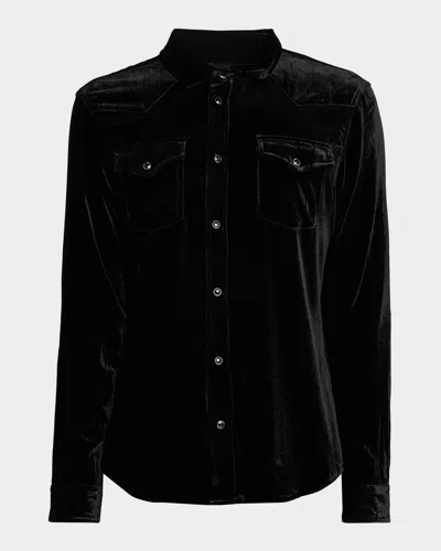 Monfrere Men's Eastwood Velvet Western Shirt In Black