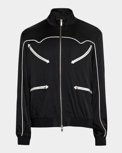 Monfrere Men's Walker Noir Zip-pocket Bomber Jacket In Black