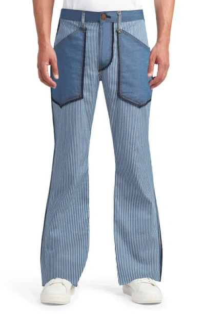 Monfrere Monfrère Mfvla1 Stripe Flared Leg Stretch Denim Trousers In Striped Indigo