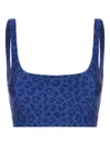 Monfusò Fuso' Maculato Leopard-print Square-neck Top In Blue